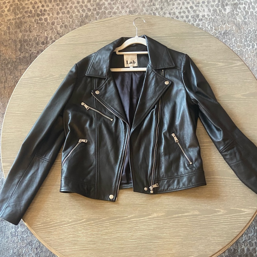 Lab London Classic Black Leather Jacket in Lamb Leather